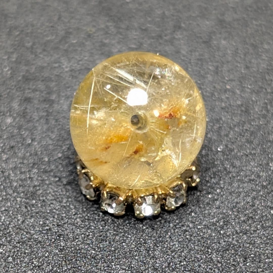 キャッツアイルチルクォーツ 8ミリ 粒売り 一点物 貫通穴あり 輝く金針水晶