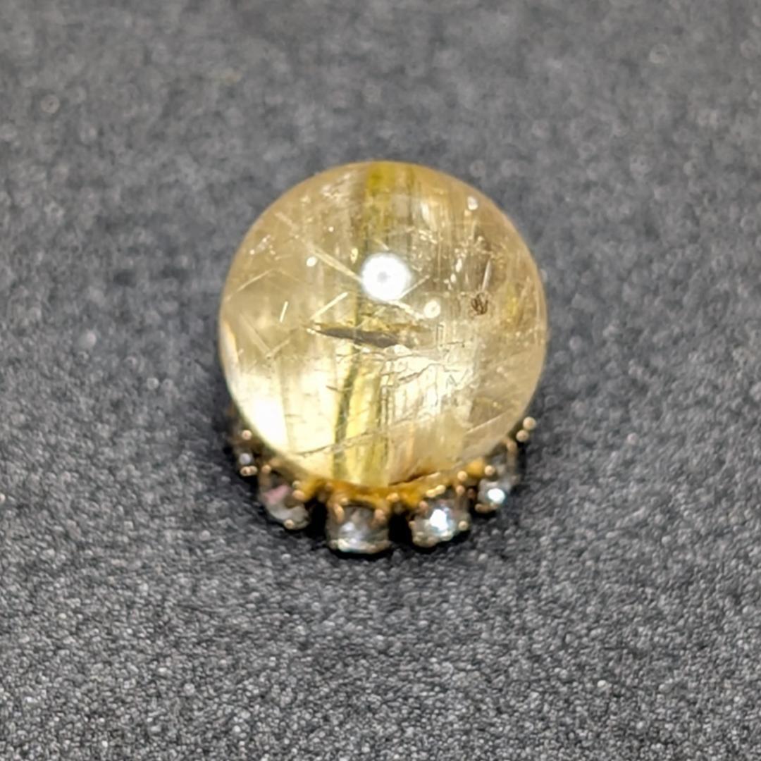 キャッツアイルチルクォーツ 8ミリ 粒売り 一点物 貫通穴あり 輝く金針水晶