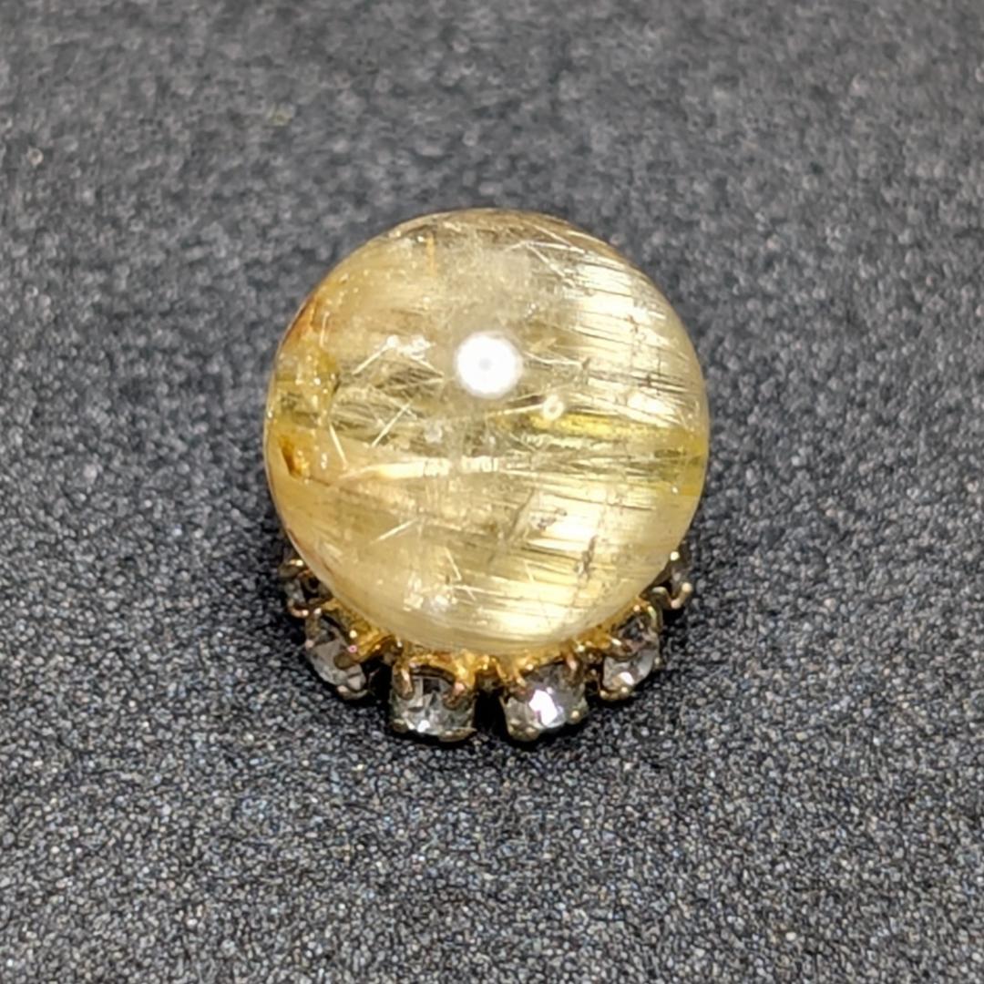 キャッツアイルチルクォーツ 8ミリ 粒売り 一点物 貫通穴あり 輝く金針水晶