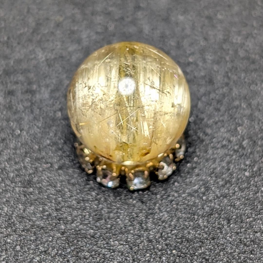 キャッツアイルチルクォーツ 8ミリ 粒売り 一点物 貫通穴あり 輝く金針水晶