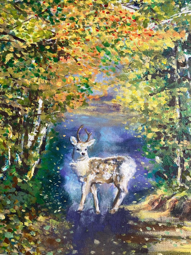 森の誘い　アクリル画