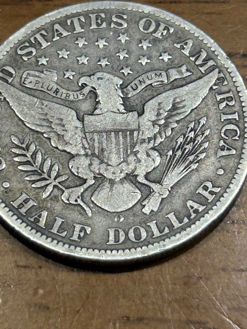 【希少・銀貨】1908年 O刻印 バーバー・ハーフ・ダラー（50セント銀貨）