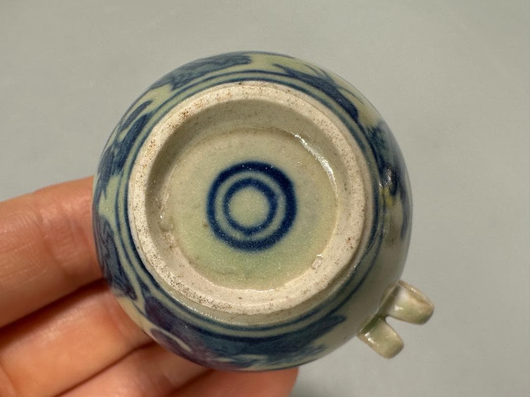 UM20-2U中国美術　景徳鎮窯　青花龍文　人物画　鳥食罐小壺　唐物　3点まとめ