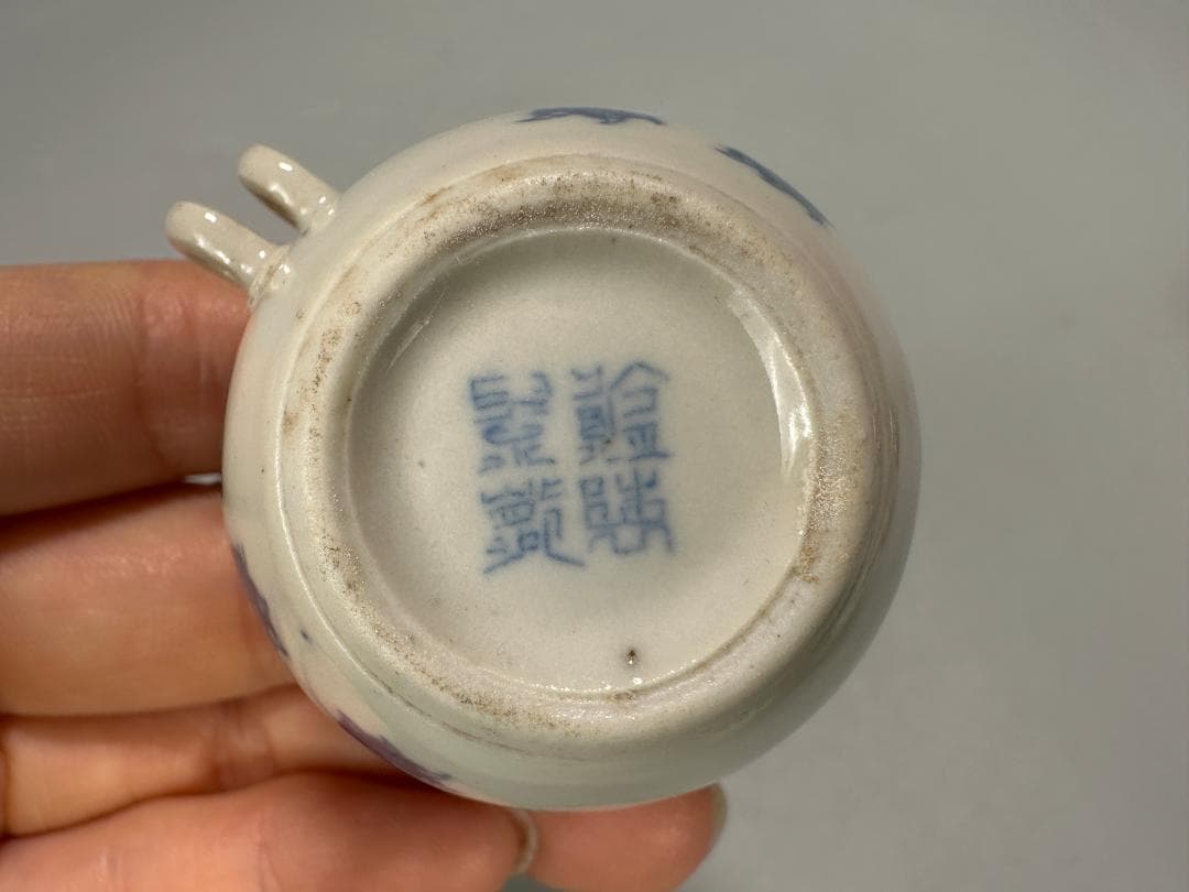 UM20-2U中国美術　景徳鎮窯　青花龍文　人物画　鳥食罐小壺　唐物　3点まとめ