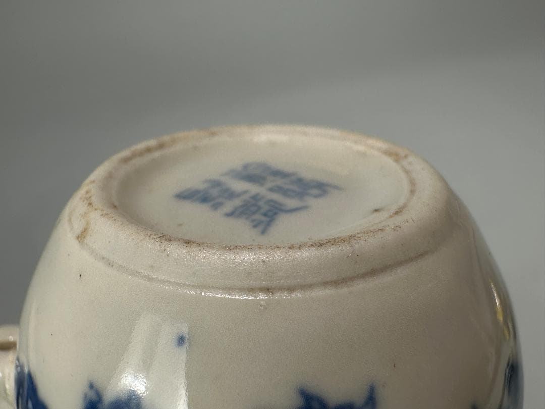 UM20-2U中国美術　景徳鎮窯　青花龍文　人物画　鳥食罐小壺　唐物　3点まとめ