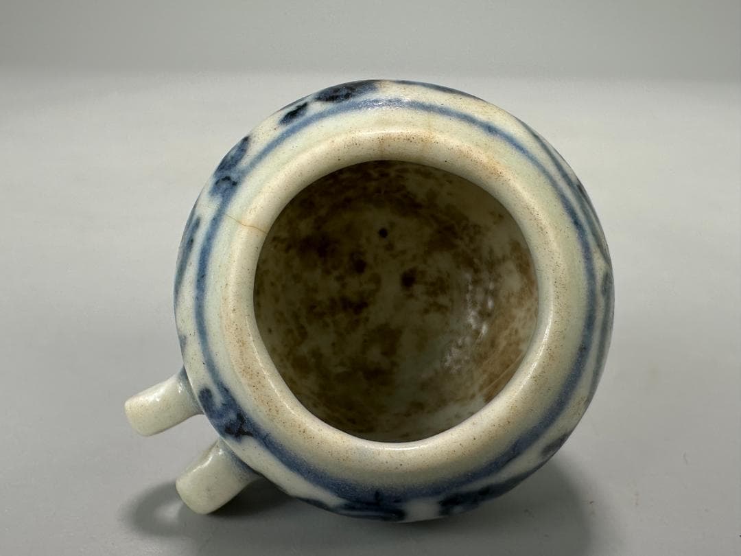 UM20-2U中国美術　景徳鎮窯　青花龍文　人物画　鳥食罐小壺　唐物　3点まとめ