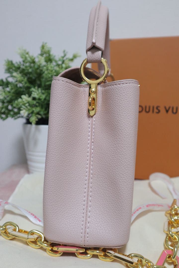 ノベルティ ピンク レザー 2way ハンドバッグ