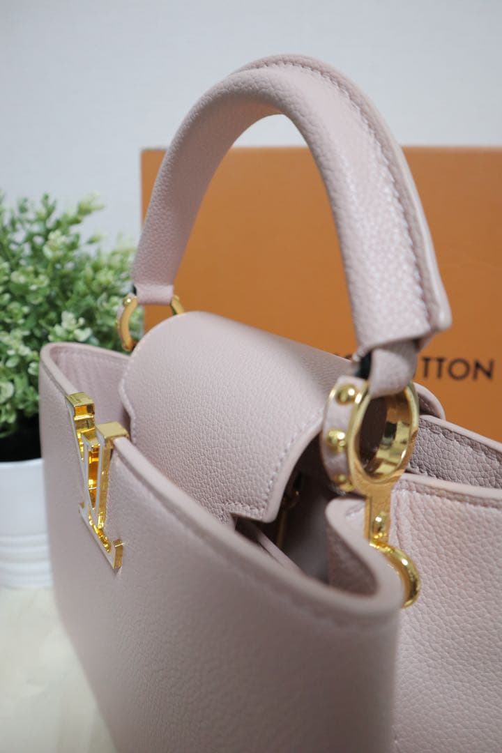 ノベルティ ピンク レザー 2way ハンドバッグ