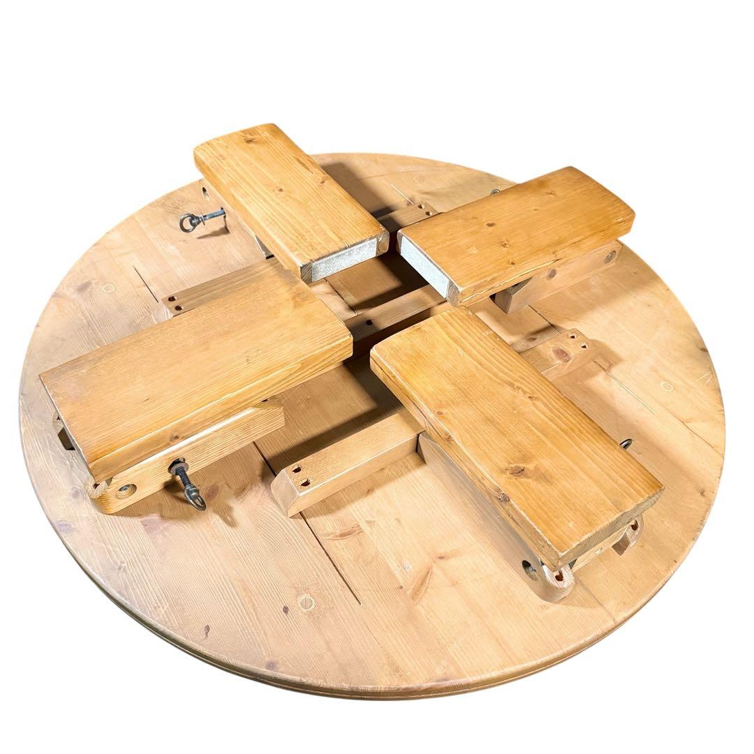 HR811 リアルシャビー　木目ワイルド　レトロな円卓　90cm ちゃぶ台