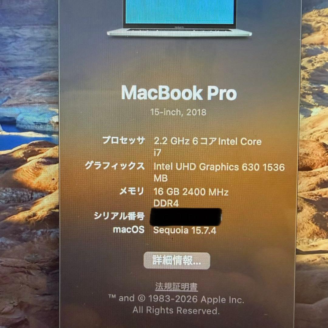 MacBook本体 MacBook Pro 2018 15inch Core i7 16Gb
