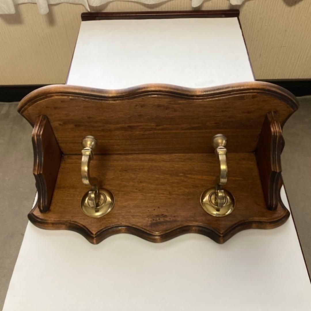 イタリア製 ウォールハンガー シェルフ フック 置物台 飾り棚 木製 レトロ