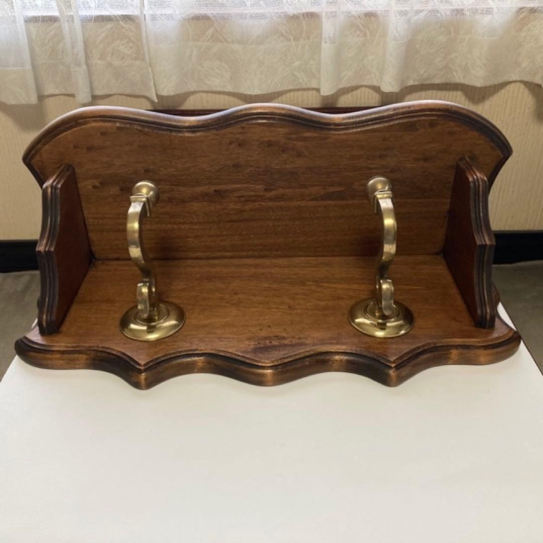 イタリア製 ウォールハンガー シェルフ フック 置物台 飾り棚 木製 レトロ