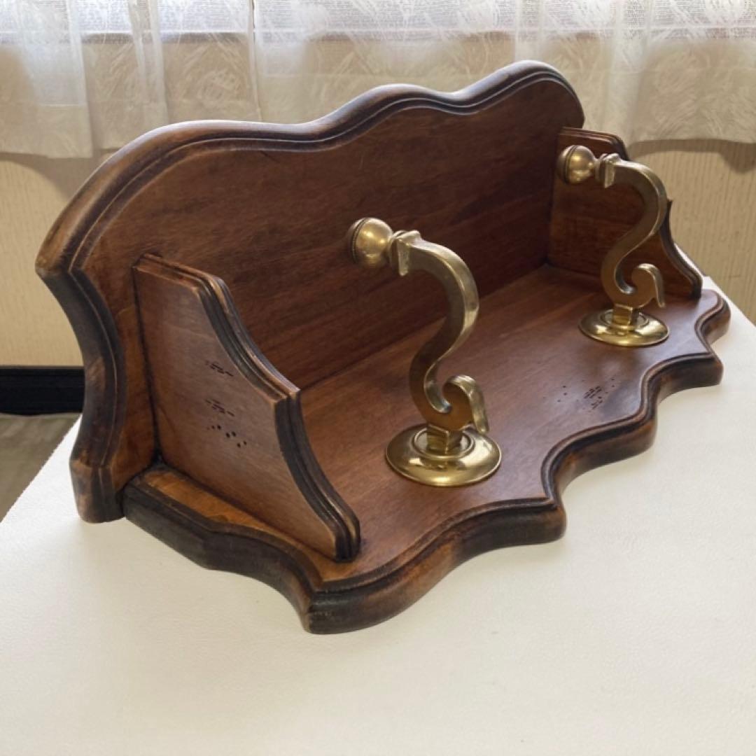 イタリア製 ウォールハンガー シェルフ フック 置物台 飾り棚 木製 レトロ