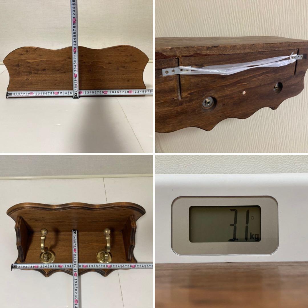 イタリア製 ウォールハンガー シェルフ フック 置物台 飾り棚 木製 レトロ