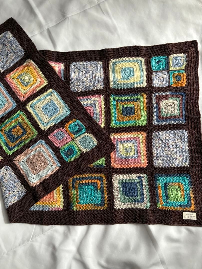 グラニースクエア モチーフ編み ブランケット ハンドメイド 手編み かぎ針編み
