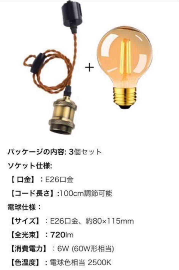 ペンダントライト LED電球付 ３灯 ダクトレール 照明器具 E26口金 329