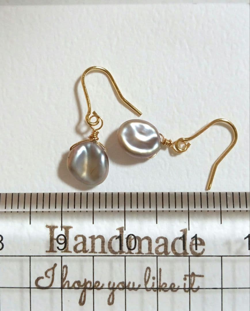 1527 シンプル✨️シルバーブラウンカラー　ケシパールピアス