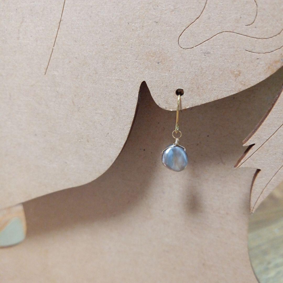 1527 シンプル✨️シルバーブラウンカラー　ケシパールピアス