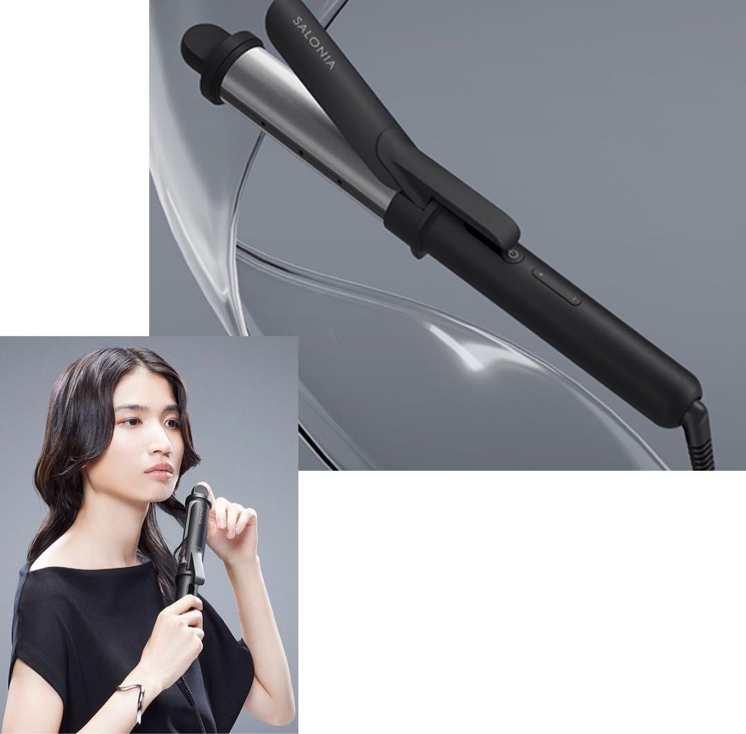 SALONIA スムースシャインカールヘアアイロン ブラック 本体