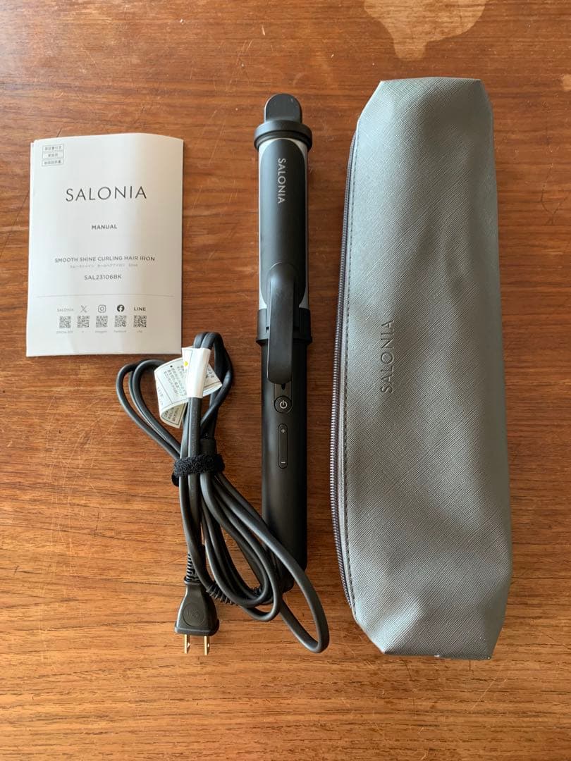 SALONIA スムースシャインカールヘアアイロン ブラック 本体
