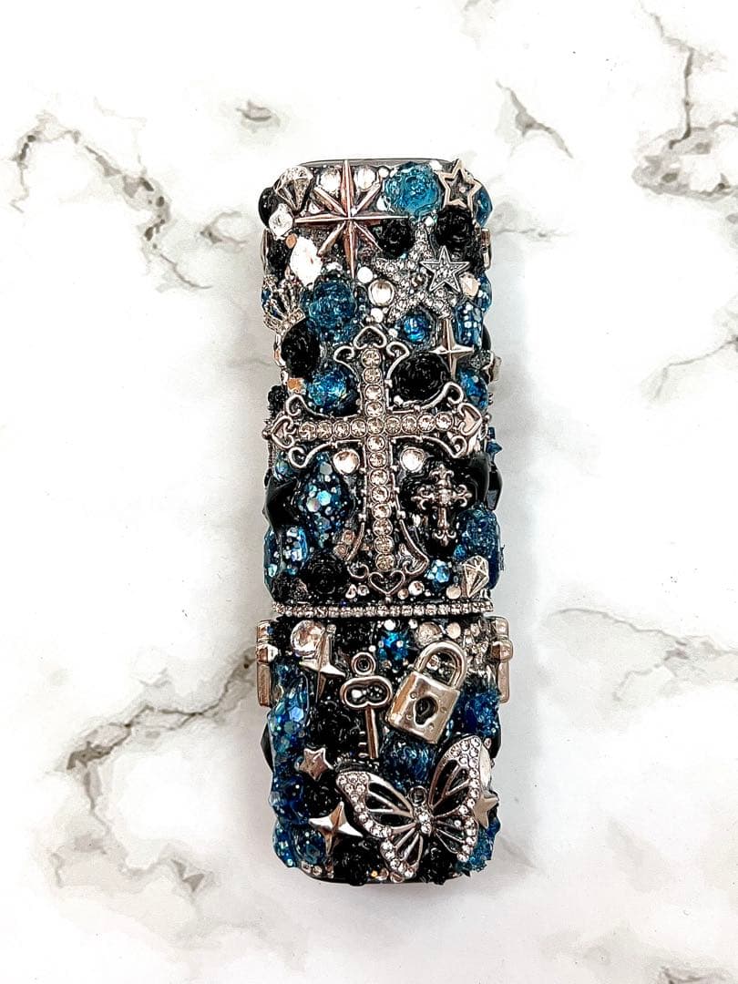 IQOSケースデコイルマワン電子タバコケース全面埋め尽くしdeco黒青ギャル地雷