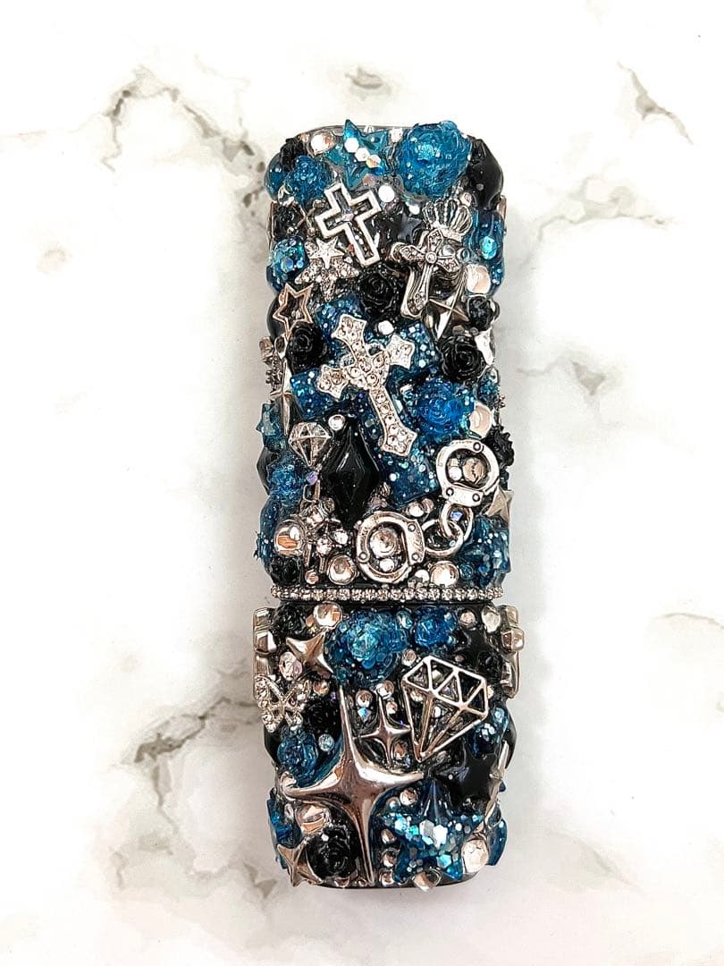 IQOSケースデコイルマワン電子タバコケース全面埋め尽くしdeco黒青ギャル地雷