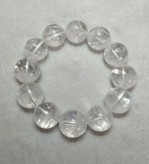 【美品,大玉,希少】天然アイリス入りホワイトファントムクォーツ　１９㎜　ブレス