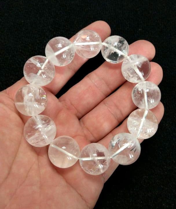 【美品,大玉,希少】天然アイリス入りホワイトファントムクォーツ　１９㎜　ブレス