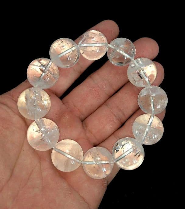 【美品,大玉,希少】天然アイリス入りホワイトファントムクォーツ　１９㎜　ブレス