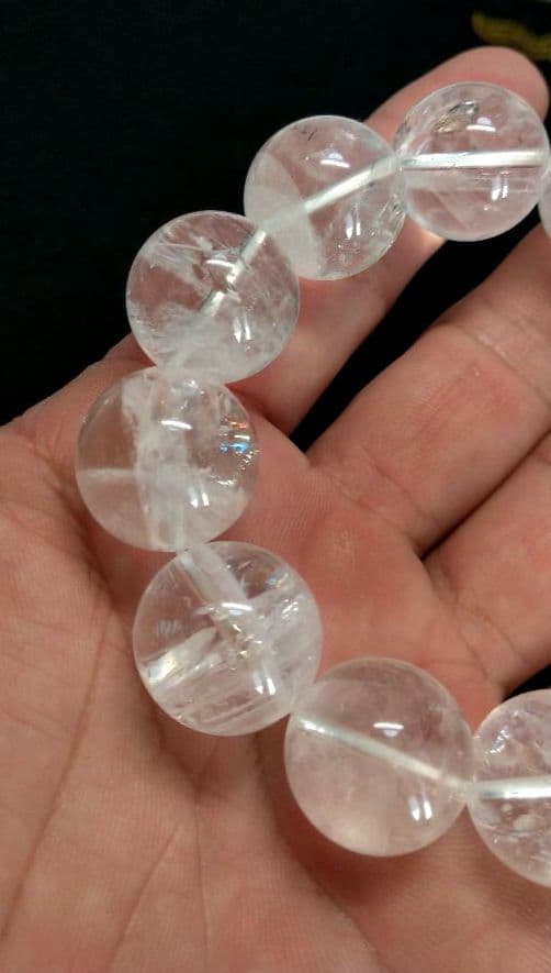 【美品,大玉,希少】天然アイリス入りホワイトファントムクォーツ　１９㎜　ブレス