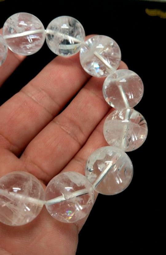 【美品,大玉,希少】天然アイリス入りホワイトファントムクォーツ　１９㎜　ブレス