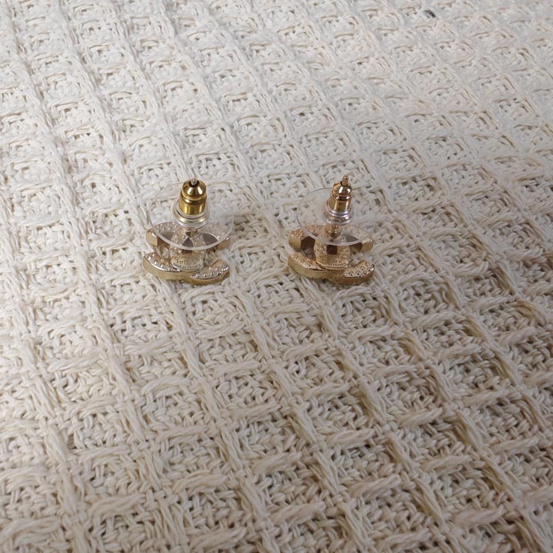 CHANEL CC ゴールド クリスタル ピアス 美品