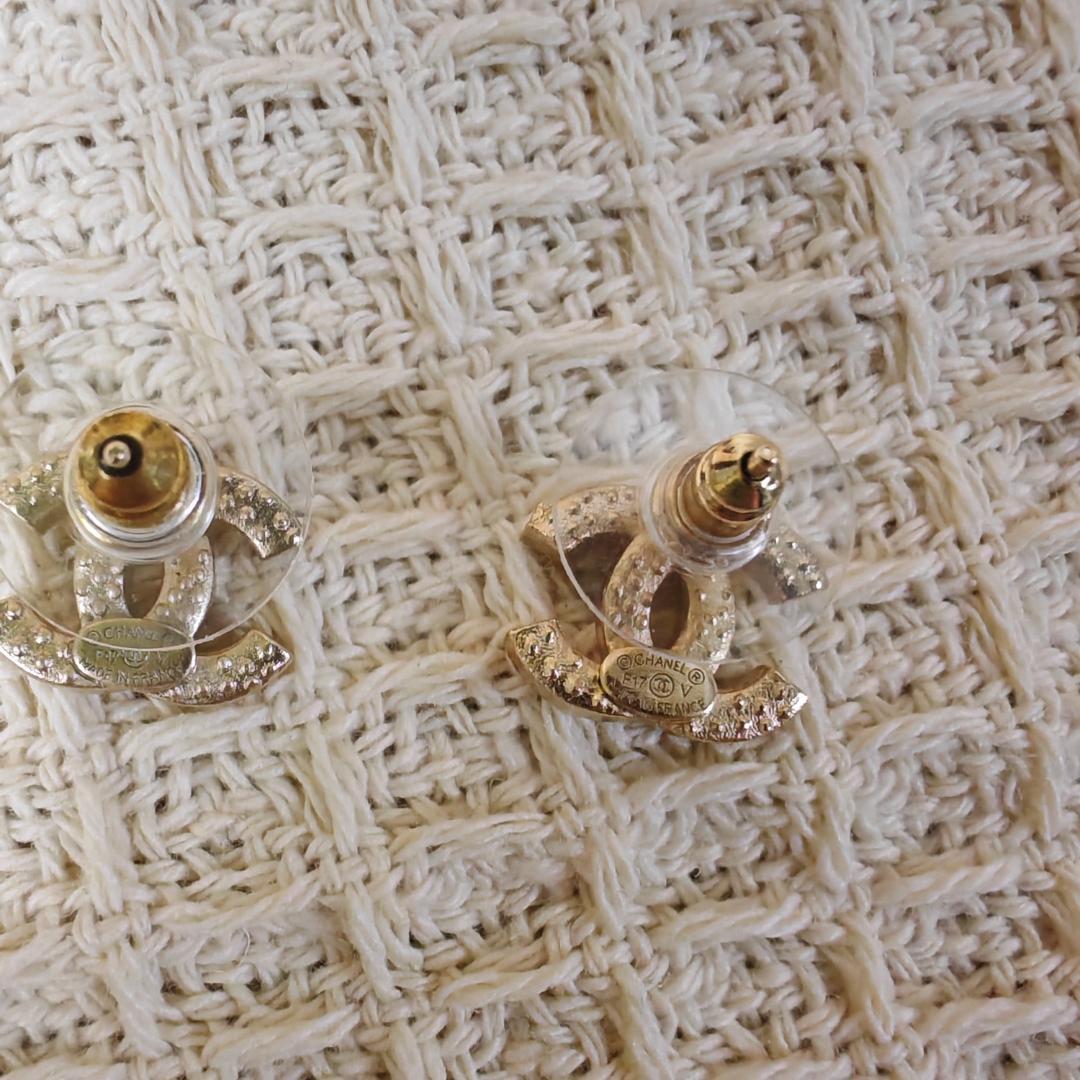 CHANEL CC ゴールド クリスタル ピアス 美品