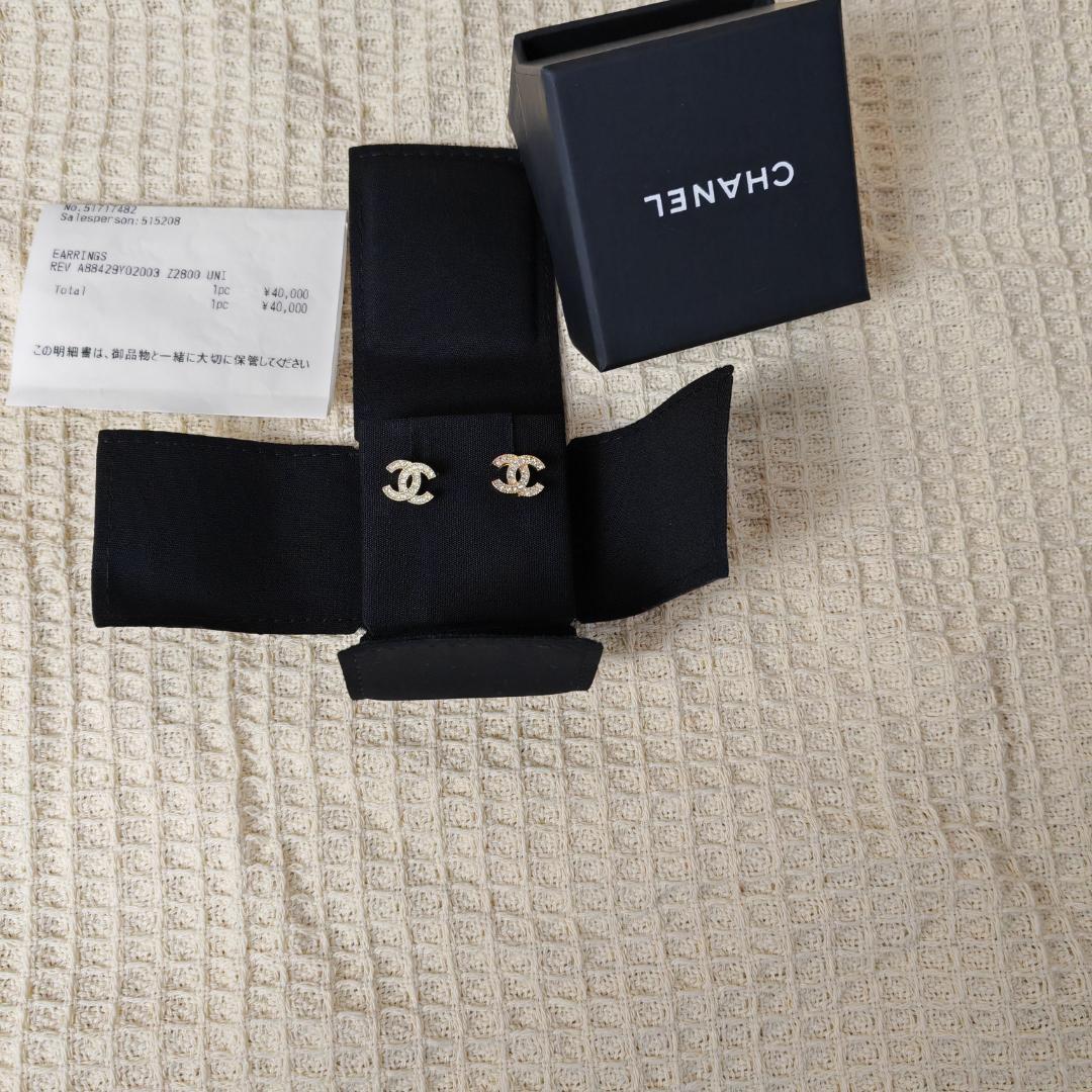 CHANEL CC ゴールド クリスタル ピアス 美品