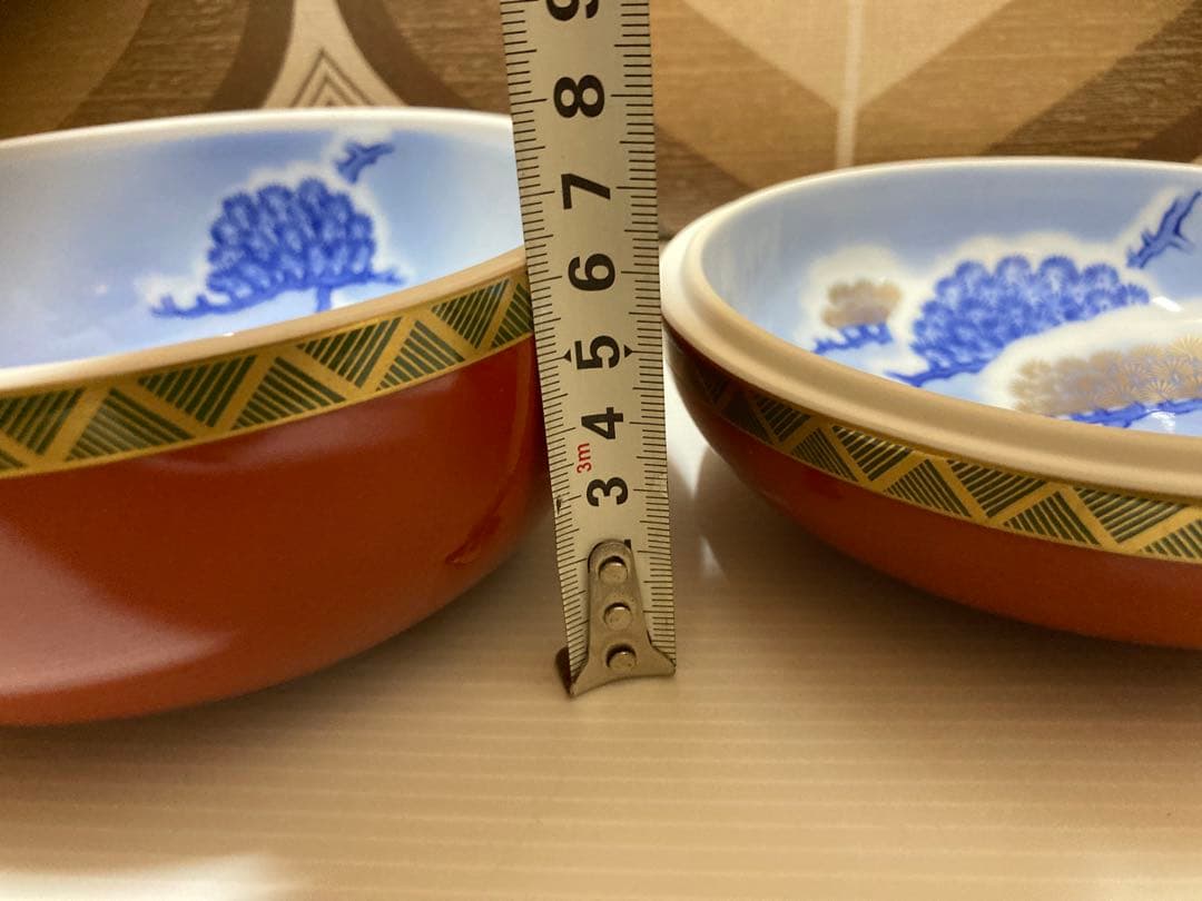 深川製磁　松に初雪　蓋物　鉢