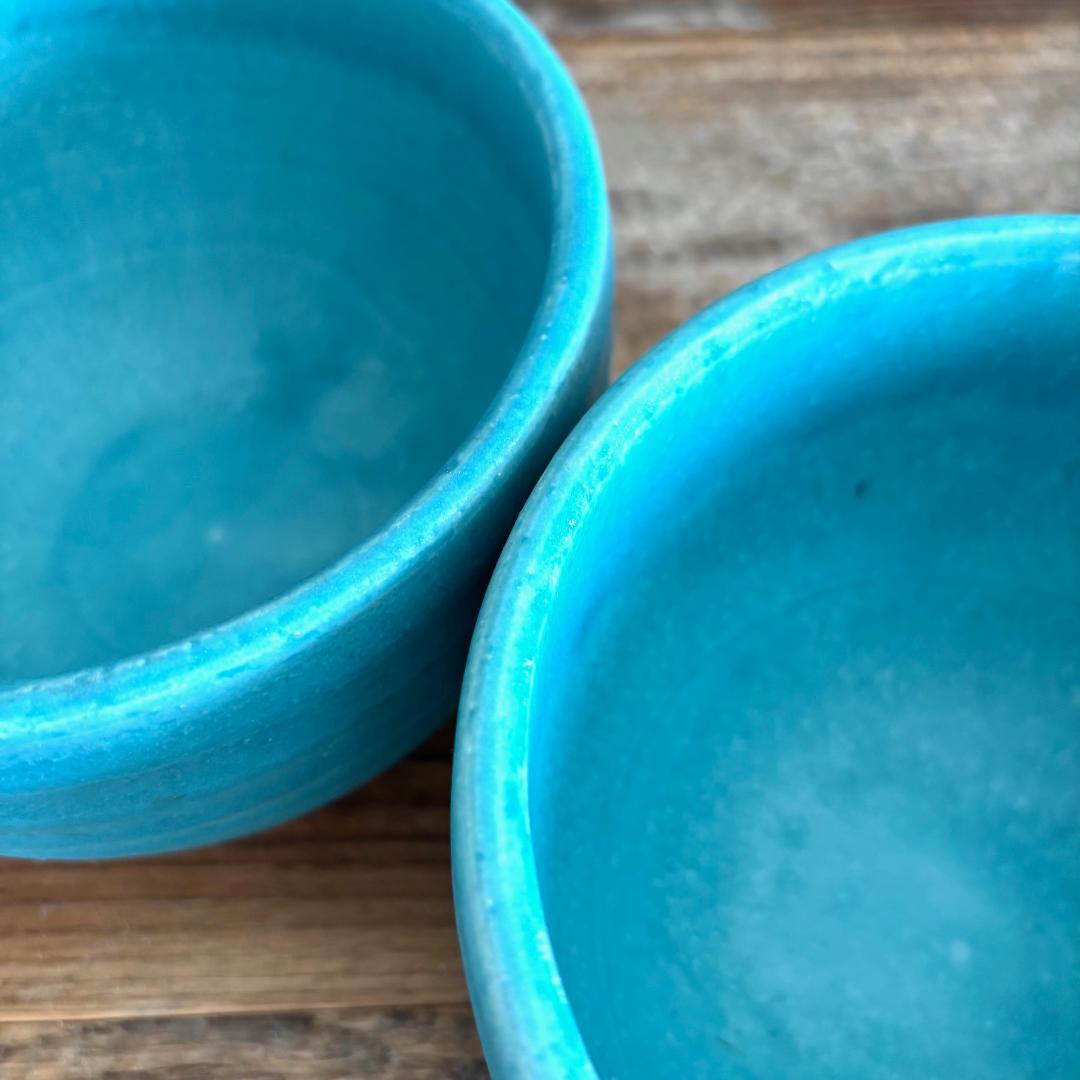 小丼 どんぶり 丼トルコブルーマット ターコイズ 2個セット 美濃焼