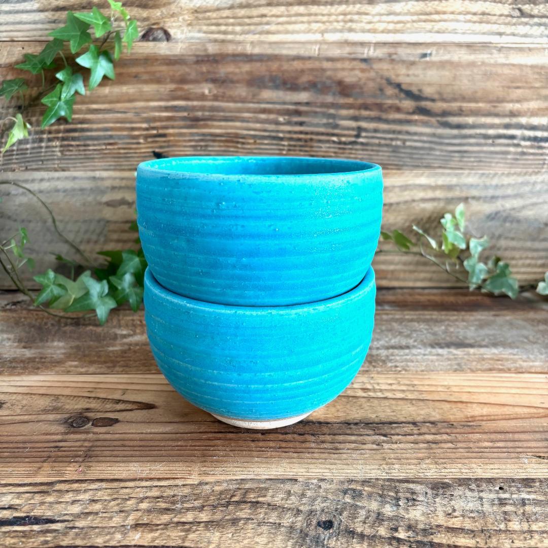 小丼 どんぶり 丼トルコブルーマット ターコイズ 2個セット 美濃焼