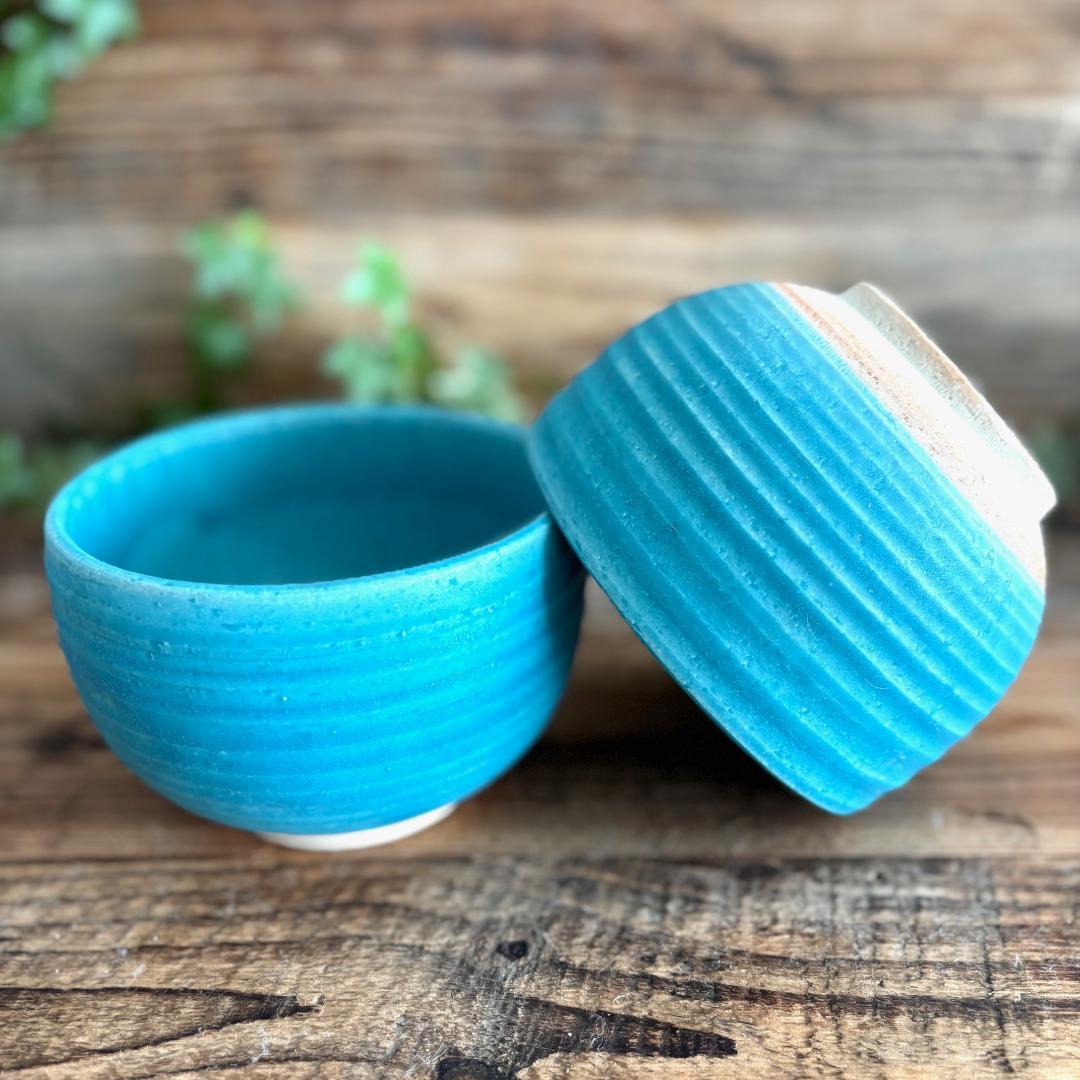 小丼 どんぶり 丼トルコブルーマット ターコイズ 2個セット 美濃焼