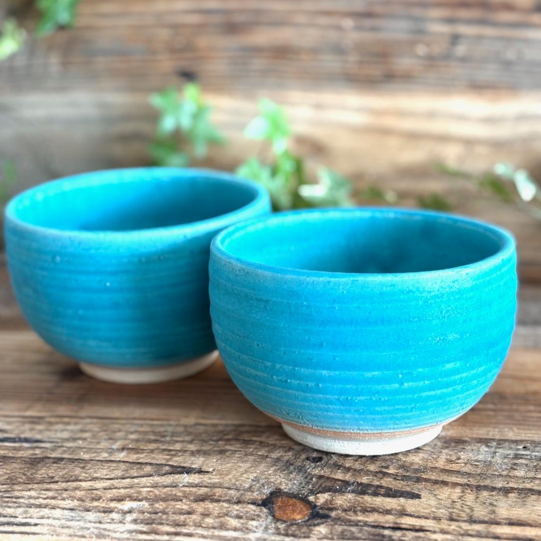 小丼 どんぶり 丼トルコブルーマット ターコイズ 2個セット 美濃焼