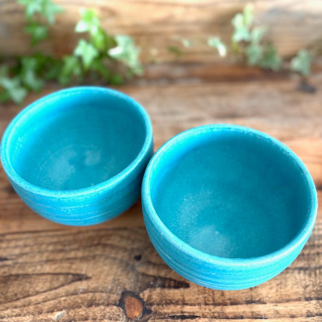 小丼 どんぶり 丼トルコブルーマット ターコイズ 2個セット 美濃焼