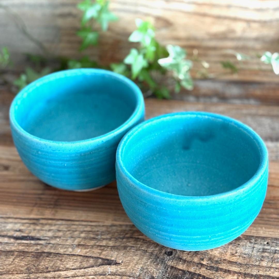 小丼 どんぶり 丼トルコブルーマット ターコイズ 2個セット 美濃焼