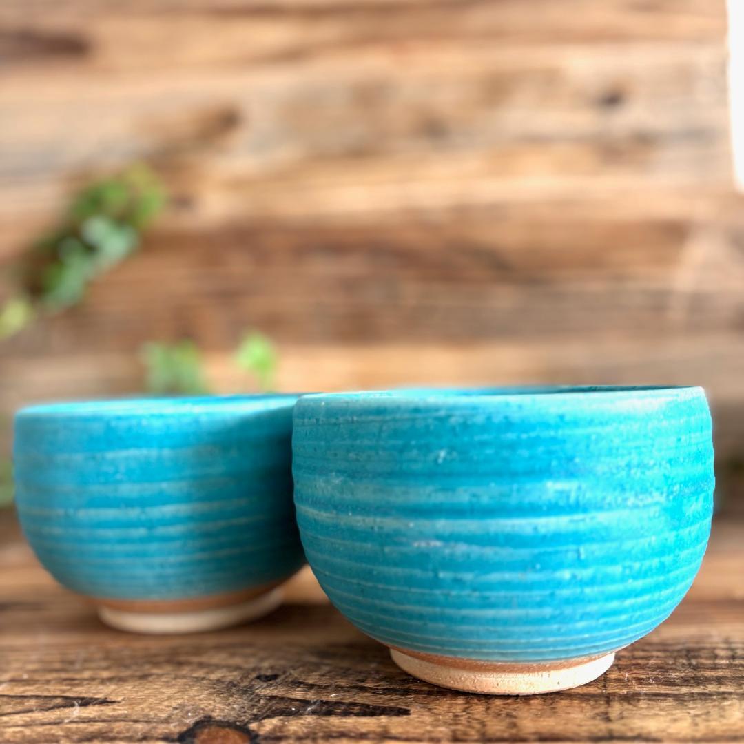 小丼 どんぶり 丼トルコブルーマット ターコイズ 2個セット 美濃焼