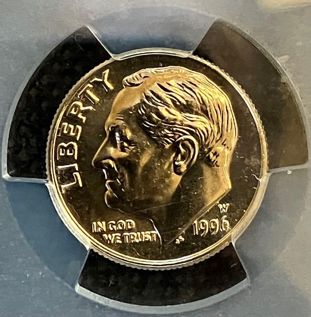 アメリカ1996W ルーズベルト10 セント ニッケル貨 PCGS MS67FB