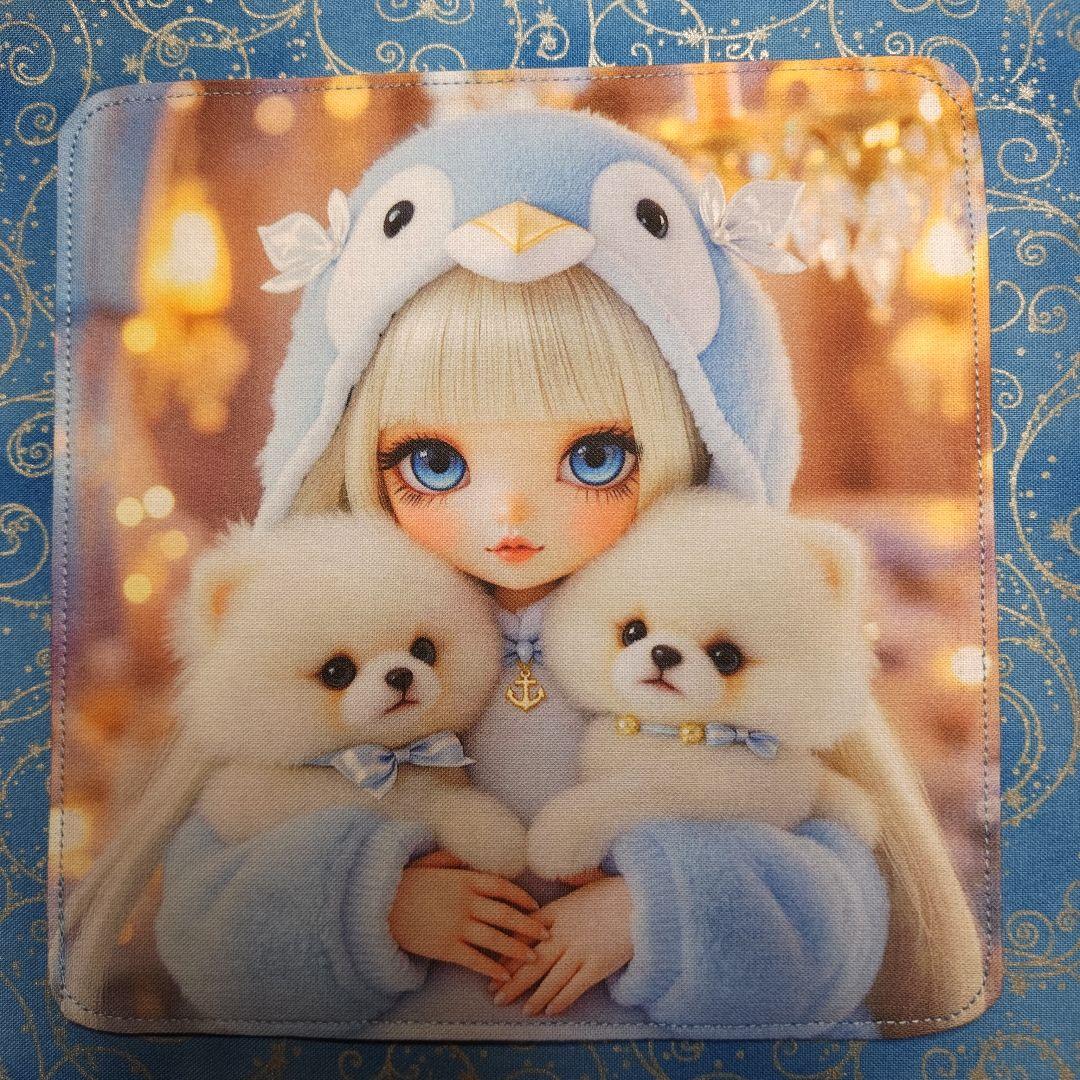 yourelia　 4重ハンカチ　ポメラニアンちゃん柄　18枚