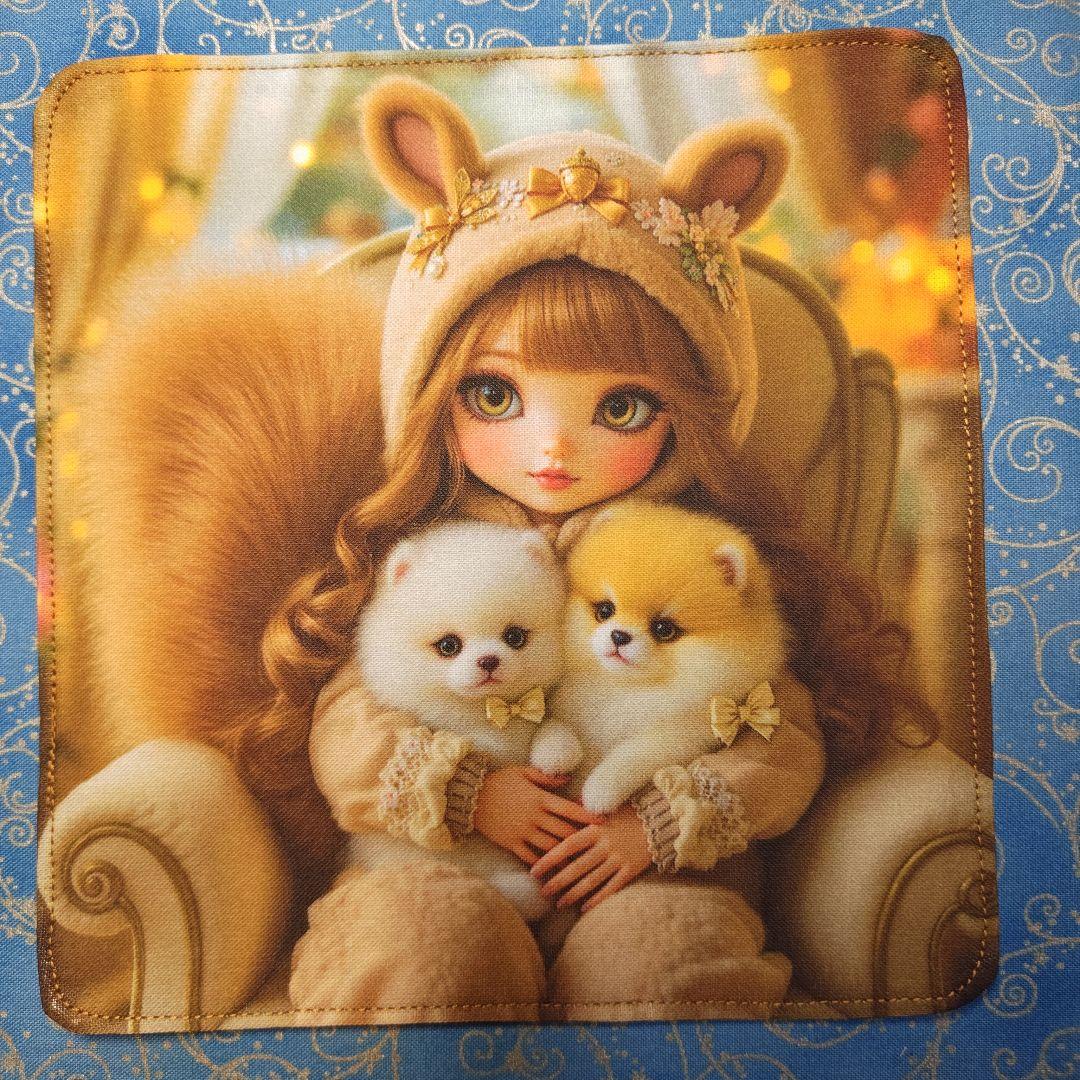 yourelia　 4重ハンカチ　ポメラニアンちゃん柄　18枚