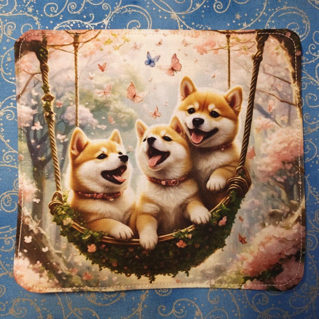 yourelia　 4重ハンカチ　ポメラニアンちゃん柄　18枚