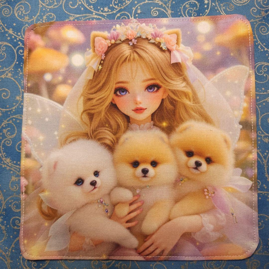 yourelia　 4重ハンカチ　ポメラニアンちゃん柄　18枚