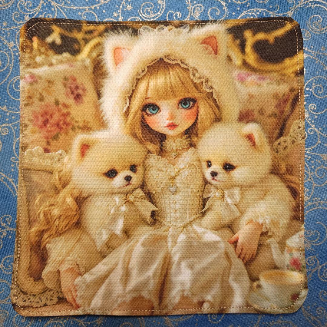 yourelia　 4重ハンカチ　ポメラニアンちゃん柄　18枚