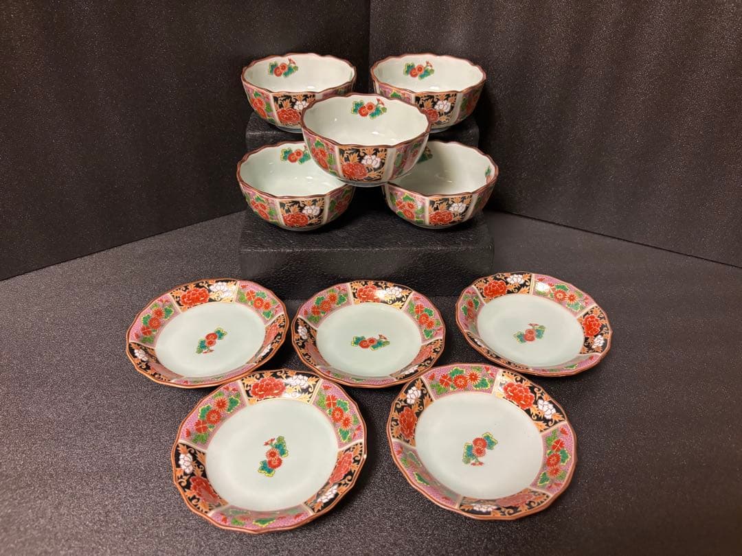 おまとめ　Kako Ka専用　仁祥窯　小皿　小鉢　金彩古伊万里　花文様　輪花皿