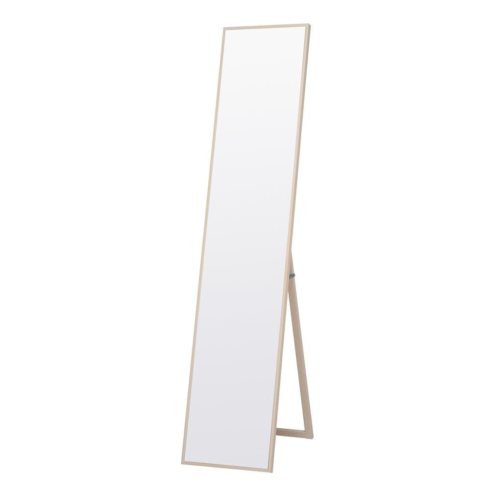 324　細枠スタンドミラー 幅32cm◇国産の木目が美しい全身鏡